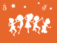 ILUSTRACIÓN DE UN GRUPO DE AMIGOS INFANTILES CELEBRANDO UN CUMPLEAÑOS